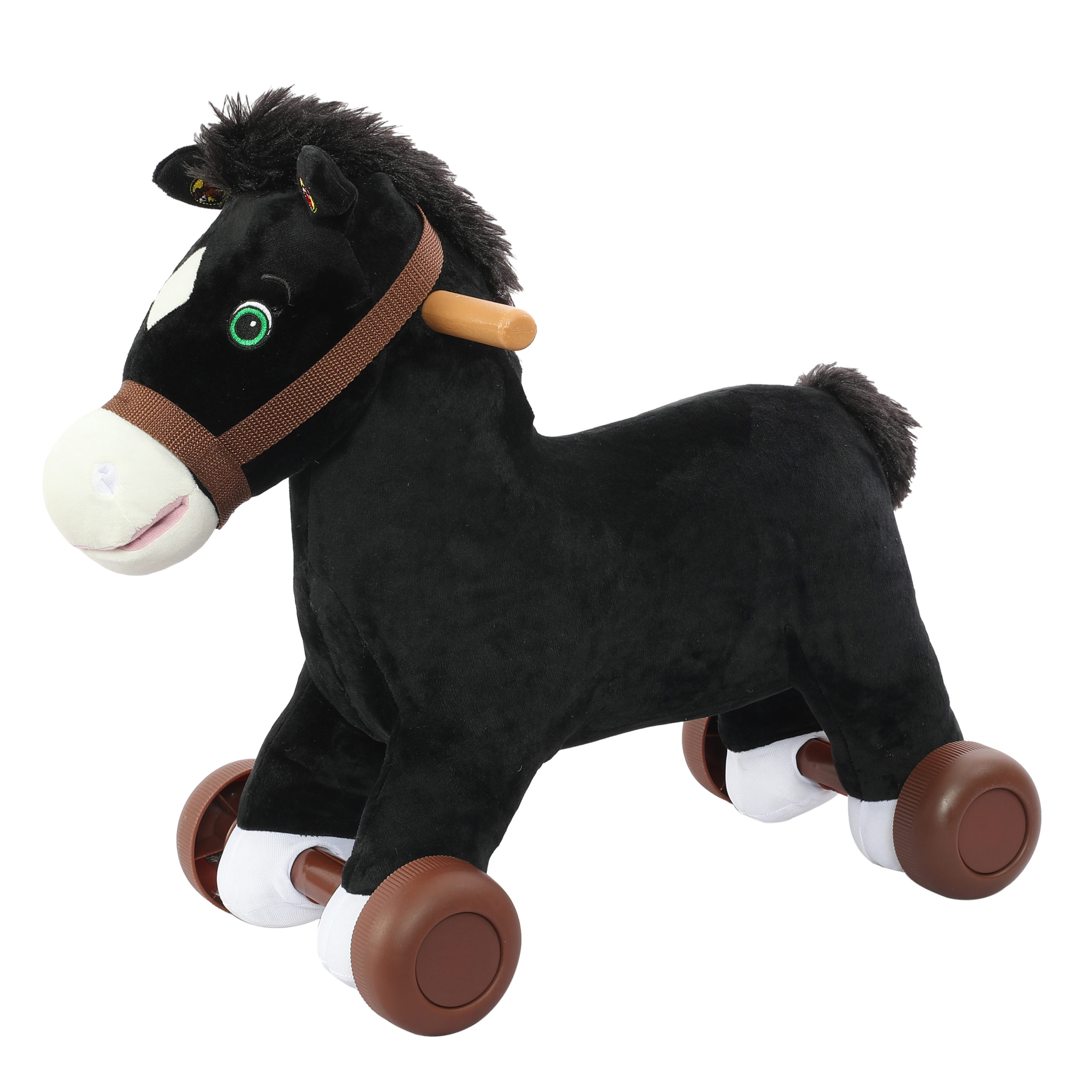 ROCKING ROLLING HORSE PONY Soft Plush Brown Nonslip Step Battery Included 